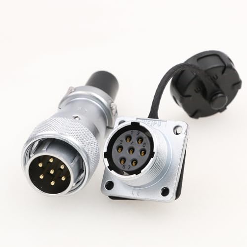 WEIPU WS20 7-Pin Heavy Duty Industrial Bulkhead Male Plug Female Socket Bulkhead Industrial Aviation Connector Square Flange Panel Mount - size: 7 Pin 10A
