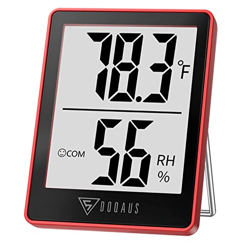 DOQAUS Digital Hygrometer Indoor Thermometer Humidity Meter, Red - color: Red Black