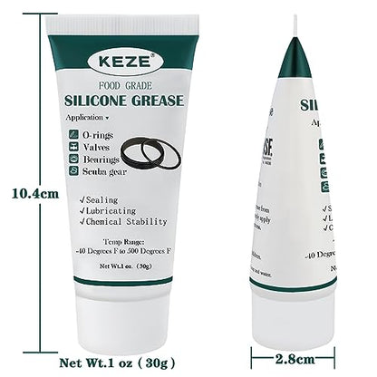 KEZE Waterproof Food Grade Silicone Lubricant Plumbers Grease for O Rings - size: 1 Pack (1oz)