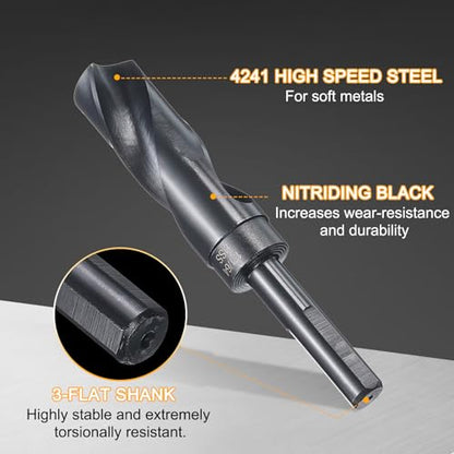 HARFINGTON 1-1/64" Drill Bit 1/2" Reduced Shank 3-Flat 4241 HSS 118° - size: 1-1/64" with 1/2" Shank