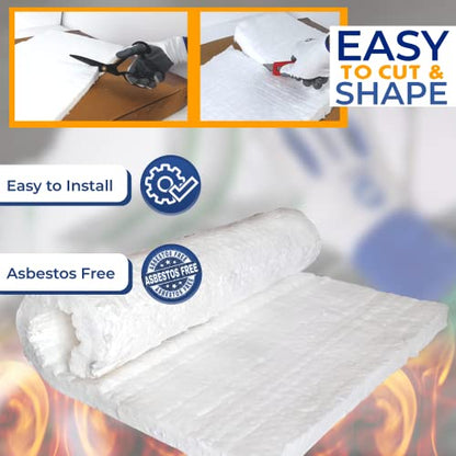 2 Pcs Ceramic Fiber Insulation Blanket 8# Density 2600F, 1" Thick x12"x 24" - size: 1" Thick x 12" x 24" - 2 Piece