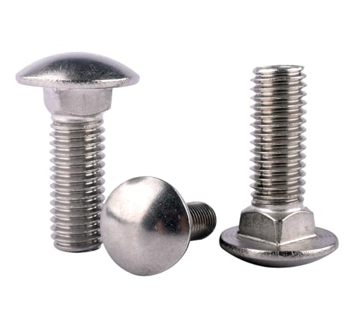 3/8-16 x 2-1/2" Carriage Bolts Screws, Round Head Square Neck, 304 Stainless Steel 18-8, UNC Coarse Fully Thread, Quantity 6Pcs - size: 3/8-16 x 2-1/2" (6 Pcs)