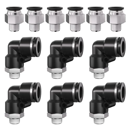 1/4 Push to Connect Fittings npt Thread to 1/2 Air Line quick - size: 1/2"OD x 1/4"NPT