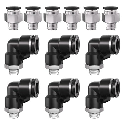 1/4 Push to Connect Fittings npt Thread to 1/2 Air Line quick - size: 1/2"OD x 1/4"NPT