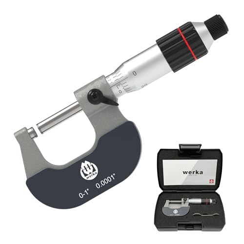 Werka Professional Outside Micrometer, 0-1 Inch Range, 0.0001 Inch Graduation, Precision Measurement Tool