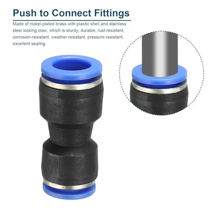 uxcell Push to Connector Fitting, 12mm to 10mm Tube OD Quick Connect Air Line Hose Pipe Fitting Straight Pneumatic Connector, Black 4Pcs - size: 12mm to 10mm