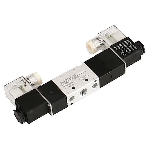 Baomain Pneumatic Solenoid Air Valve 5 Way 3 Position PT1/4" Internally Piloted Acting Type Double Electrical Control Midst Pressure 4V230P-08 (AC 110V) - size: AC 110V
