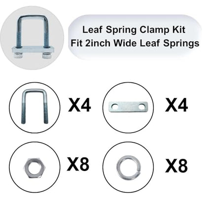 4 Pack Square U-Bolt for Trailer- Fits 2 Inch Wide Leaf Springs, Galvanized Steel Clamp Set, Secure Fit for Truck, Boat and Trailers - size: Fits Up To 2 Inch Wide Leaf Springs