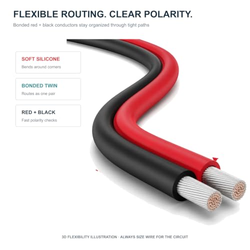 TUOFENG 20 AWG Silicone Wire, 100 ft Red Black 2-Conductor Tinned Copper - size: 20 awg Silicone wire 100ft