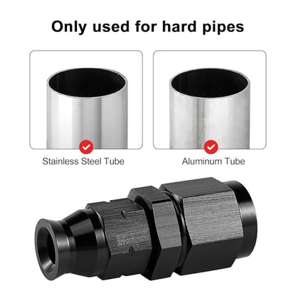 EVIL ENERGY 6AN Female Flare to 1/4" Compression Hardline Fitting Aluminum Black 2PCS - size: 6AN to 1/4