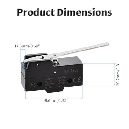 2 Pcs TM-1701 Micro Limit Switch, 15A 250VAC Micro Switch, SPDT - color: TM-1701
