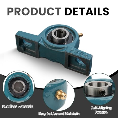 1 Pcs UCP201-8 Pillow Block Mounted Bearings, 1/2 inch Bore, 2 Bolt Pillow Block Bearing Set Screw Locking,Solid Cast Iron Base, Self-Alignment - size: UCP201-8 1/2 inch Bore