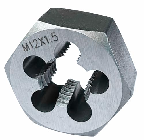 Metric M12 x1.5 Right Hand Hex Die for Fixed Die Screw Cutting & Tapping Repair Tool, Gcr15 Alloy Steel