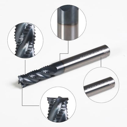 1/4" 4 Flute Roughing End Mill AlTiN Coated Carbide, 1Pcs - size: 1/4 in