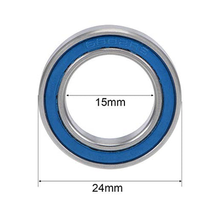 uxcell 6802-2RS Deep Groove Ball Bearing 15x24x5mm Double Sealed ABEC-3 Bearings 2-Pack - size: 15x24x5mm