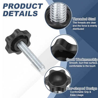 uxcell 5Pcs 5/16"-18 Star Knobs 1.6" Threaded Stud Male Clamping Knob - size: 5/16"-18, 1.6"