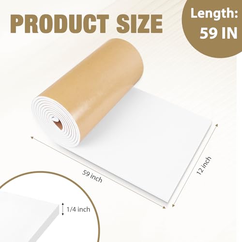 LSGCQ Sponge Neoprene Foam Padding Self Adhesive Foam Sheets, White - color: White, size: 12" Wide x 1/4" Thick x 59" Long