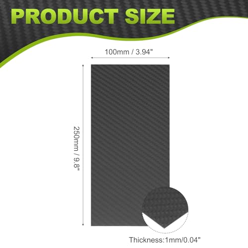 MECCANIXITY 3K Carbon Fiber Plate Panel Sheets, 100 x 250 x 1mm Carbon Fiber Board Plate Matte Twill Weave Panel Sheets Flexible for RC Aircraft, Model Car, Auto Parts - size: 100 x 250 x 1mm/3.94 x 9.8 x 0.3 inches