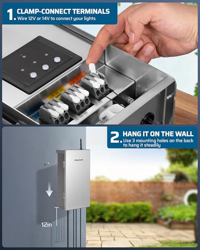 DEWENWILS 300W Wi-Fi Low Voltage Landscape Transformer 2.4GHz ONLY - style: WIFI-Stainless Steel