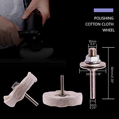 Swpeet 3" Buffing Polishing Wheels Polish Pad 8Pcs Kit with 3Pcs Polishing Compounds and 1/4" Drill Shank, White Cotton(50Ply)/ Yellow Cotton(36Ply)/Coarse Linen/Denim Wheels for Bench Grinder