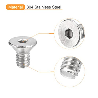 uxcell #8-32x5/16 Flat Countersunk Head Socket Cap Screws, 50Pcs 304 Stainless Steel Hex Socket Flat Head Screws, Full Thread, Countersunk Bolts - size: #8-32x5/16"