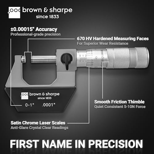 Brown & Sharpe 0-1 Inch Outside Micrometer, 0.0001 Inch Graduation