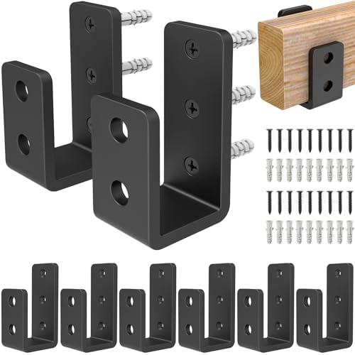 2x4 Door Barricade Brackets,(8pcs) Heavy-Duty Metal U Bracket for Home, Garage, Gate, Barn, Shed，Black - color: 8 pack-3MM