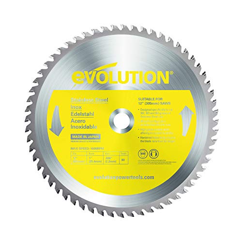 Evolution Power Tools 12BLADESS Stainless Steel Cutting Saw Blade, 12-Inch x 80-Tooth, Yellow - size: 12 Inch, style: Stainless Steel