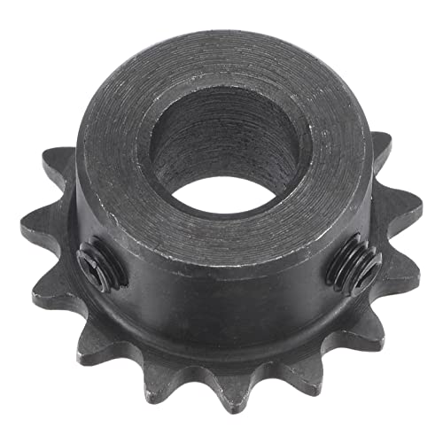 uxcell 15 Tooth Roller Sprocket B Type, #25 Chain, Single Strand 1/4" Pitch, 12mm Bore Black Oxide C45 Carbon Steel with Set Screws for ISO 04C - size: 12mm