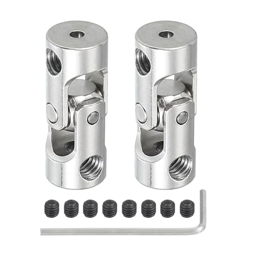 PATIKIL Rotatable Universal Steering Shaft 2mm to 2mm Inner Dia, 2 Pcs U Joint Shaft Coupling U Joints Coupler Connector Accessories with M4 Screws for Motor Model Robots - size: 2mm to 2mm