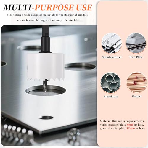 METALLIXITY Bi-Metal Hole Saw 8" 203m M42 W/ 2 Drill Bits White