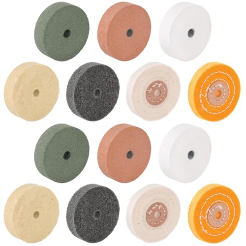 Hedume Set of 14 Grinding Wheels, 7 Different 3 Inches Buffing Wheels Kit for Mini Small Polishing Machine, Electric Drill, Sharpening, Rust Removal, Polishing for Home DIY