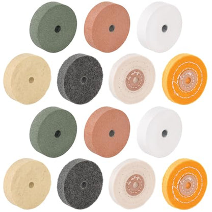 Hedume Set of 14 Grinding Wheels, 7 Different 3 Inches Buffing Wheels Kit for Mini Small Polishing Machine, Electric Drill, Sharpening, Rust Removal, Polishing for Home DIY