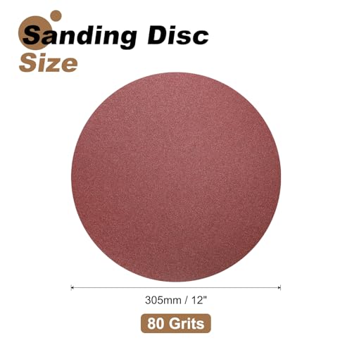 uxcell 8pcs 12-Inch PSA Sanding Discs, 80 Grits Aluminum Oxide Self Adhesive Stick Back Sandpapers, No-Hole Round Wet/Dry Sander Papers, Sand Auto Car Paint, Wood, Metal - size: 80 Grits