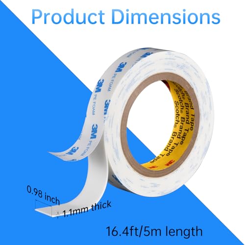 Double Sided Tape Heavy Duty,1in x 16.5Ft Wall Picture Hanging Tape - size: 0.98 in x 16.5 ft