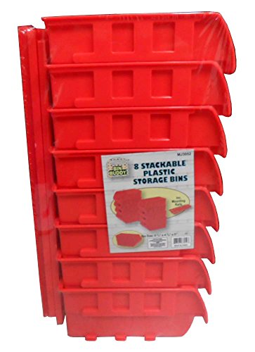 BIN BUDDY 8 Piece Stackable Storage Bins | Wall Mountable with Racks | Size Per 6.5" (16.5 cm) x 4.25" (10.8 cm) x 3" (7.6 cm) | Versatile Organization Tool