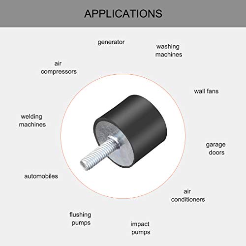 uxcell M6 Thread Rubber Mounts,Vibration Isolators,Cylindrical Shock Absorber with Studs 25 x 20mm 4pcs - size: M6x25x20mm