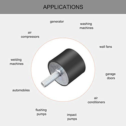 uxcell M6 Thread Rubber Mounts,Vibration Isolators,Cylindrical Shock Absorber with Studs 25 x 20mm 4pcs - size: M6x25x20mm