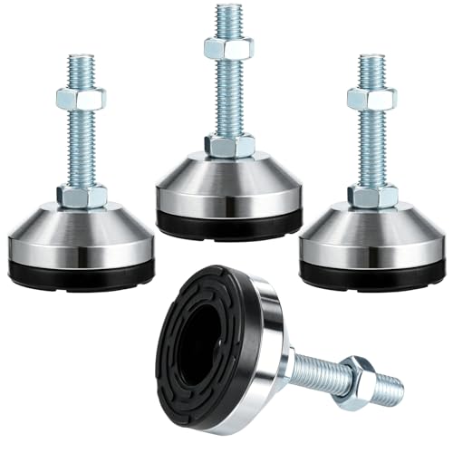 4PCS Heavy Duty Leveling Feet, M12 Thread Adjustable Leveler Feet, 2.36 in Anti-Vibration Rubber Base, 1102 lbs Load Capacity, Carbon Steel Leg Leveler for Workbench, Machine (Black, D60xM12x50) - color: Black, size: D60xM12x50