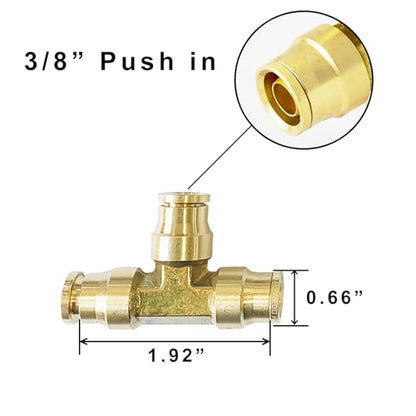 Push to Connect Fittings 3/8" Tube OD Tee Union DOT Air Fittings Air Brake Line Fittings, Air Hose Fittings for Air System, 5pcs - color: DOT Air Fittings Tee, size: 3/8 Inch