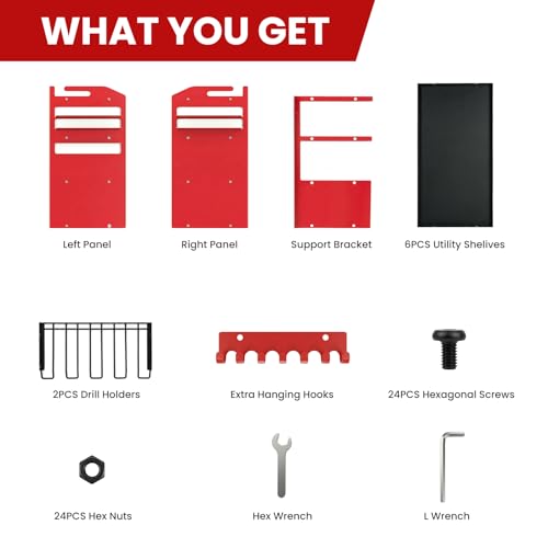 Large Power Tool Organizer Wall Mount - color: Red