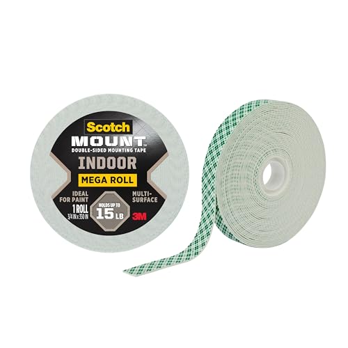 Scotch-Mount Indoor Double-Sided Mounting Tape, White, 1 Roll, 3/4 x 350 in