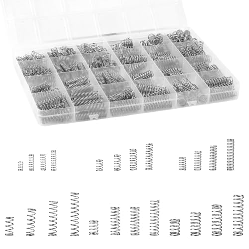 AHANDMAKER 390pcs Stainless Steel Compression Springs Assortment Kit Bulk Deal with Various Sizes Length 11mm to 26.5mm for Home Industrial Mechanical Repair Shop Maintenance DIY Crafts