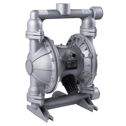 Double Diaphragm Pump Air Operated 1-1/2 inch Inlet/Outlet Pneumatic Waste Oil Transfer Pump for Chemical QBK-40 50 GPM Dual Diaphram Polypropylene Nitrile Rubber by Stainless Steel Iron 100 PSI - style: 1.5 INCH PORT