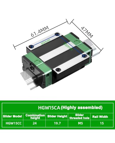 HGW15CA Linear Slider Bearing, 2pcs HGW15CA Flange Bearing Slider Block, for HG15 High Assembly CNC Linear Guide for CNC Machines. - size: HGW15CA, style: Standard slider