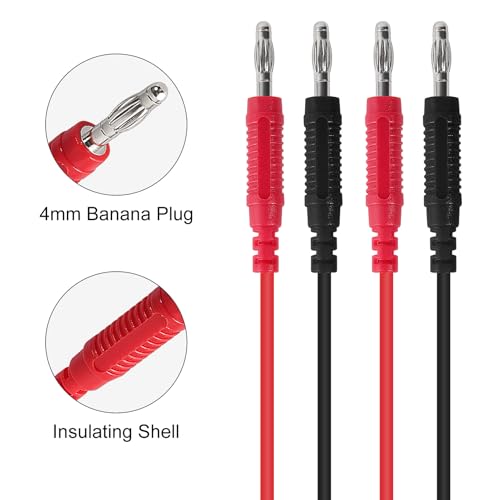 4mm Banana Plug Test Leads Dual-Ended Multimeter Electrical 4mm Banana-Plug Silicone Flexible Copper Cable 1 Meter for Multimeter & Oscilloscope Testing