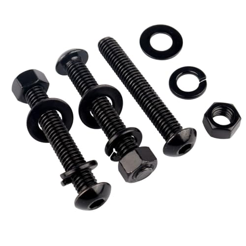 8 Sets 3/8-16 x 2 Button Head Socket Cap Bolts Screws, Hex Nuts, Flat & Lock Washers, 304 Stainless Steel 18-8 Fully Machine Thread, Black - color: Black, size: 3/8-16 x 2" (8 Sets)