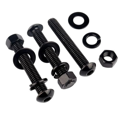 8 Sets 3/8-16 x 2 Button Head Socket Cap Bolts Screws, Hex Nuts, Flat & Lock Washers, 304 Stainless Steel 18-8 Fully Machine Thread, Black - color: Black, size: 3/8-16 x 2" (8 Sets)