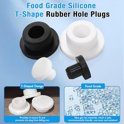 18 Pcs Silicone Rubber Plug for 15.5mm/0.61 in Round Hole, Black - style: 15.5mm(5/8"), 18 PCS