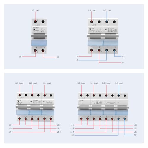 GEYA Manual Transfer Switch Dual Power Manual Conversion Isolation Switch with Indicator DIN Rail Mount(1P-125A-400V) - style: 1P-125A-400V